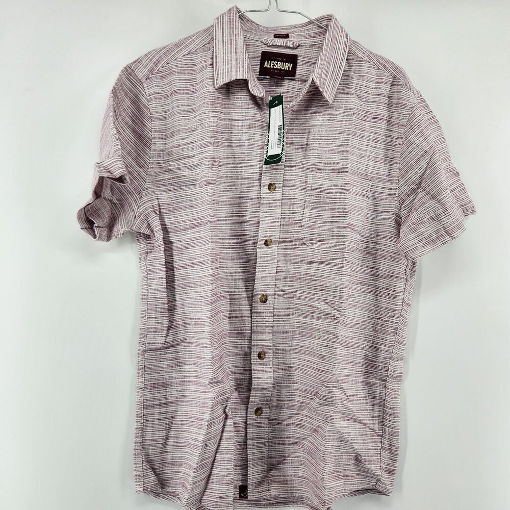 Alesbury Men's Small Purple Stretch Crosshatch Short Sleeve‎ Shirt NWT